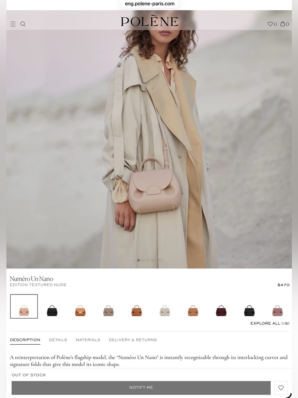 Polène Small Top-Handle Bag in Light Beige - Picture 7 of 14